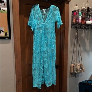 Gypsy Junkies Light Blue Lace Kimono w/ Front Tie